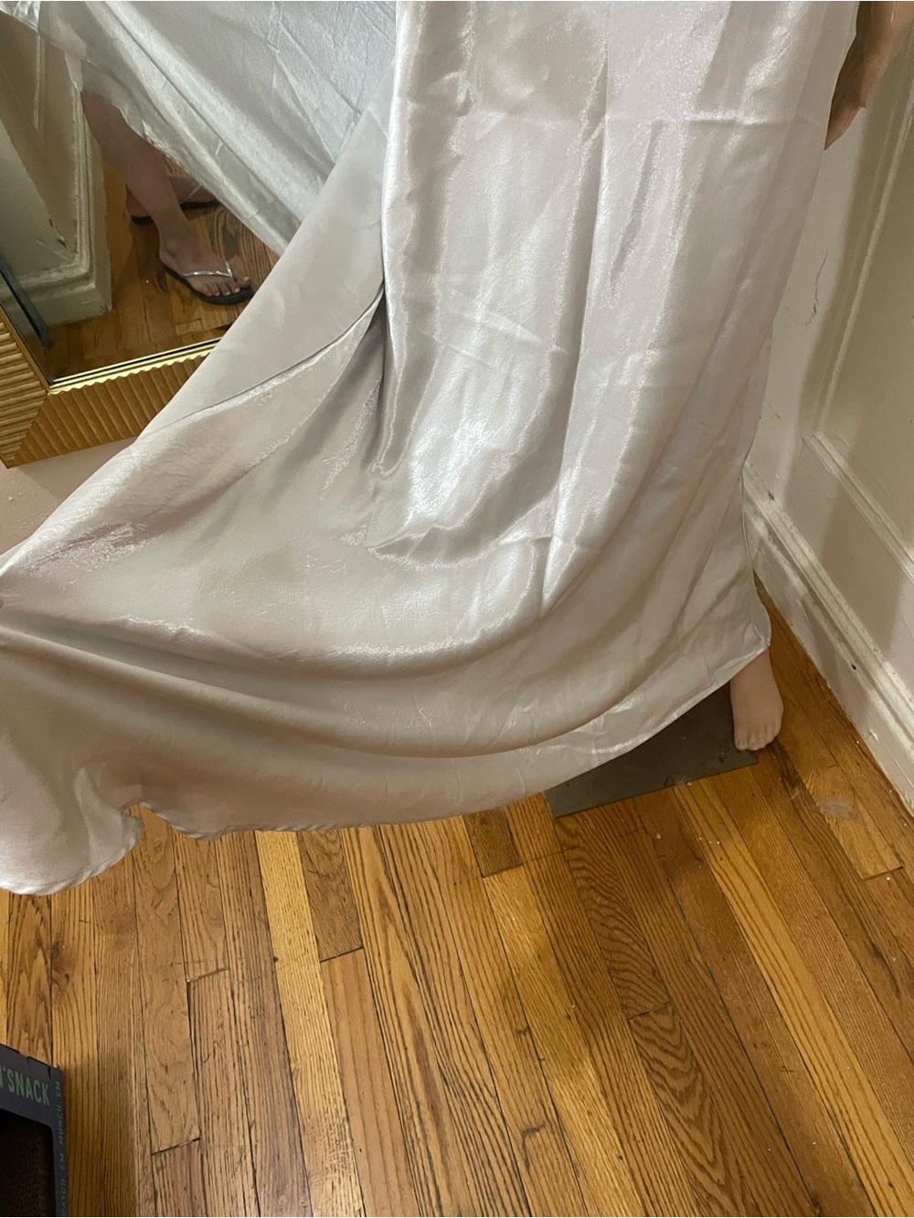 Free People Silver Satin V-Neck Maxi Dress - Picture 8 of 15